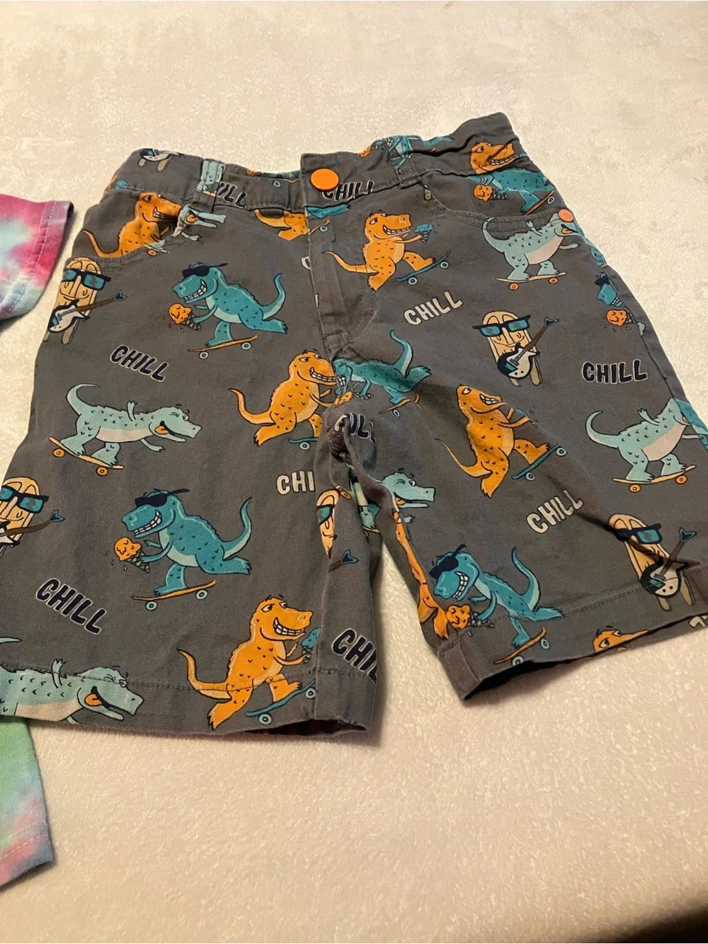Kids Tie-Dye Tee and Dino Print Shorts Set - Multicolor